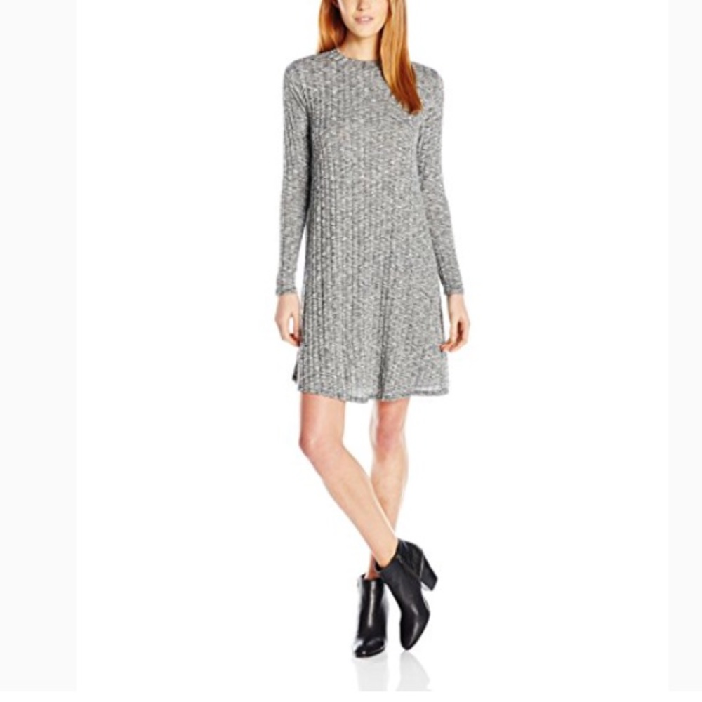 Grey Marled mock neck long sleeve dress